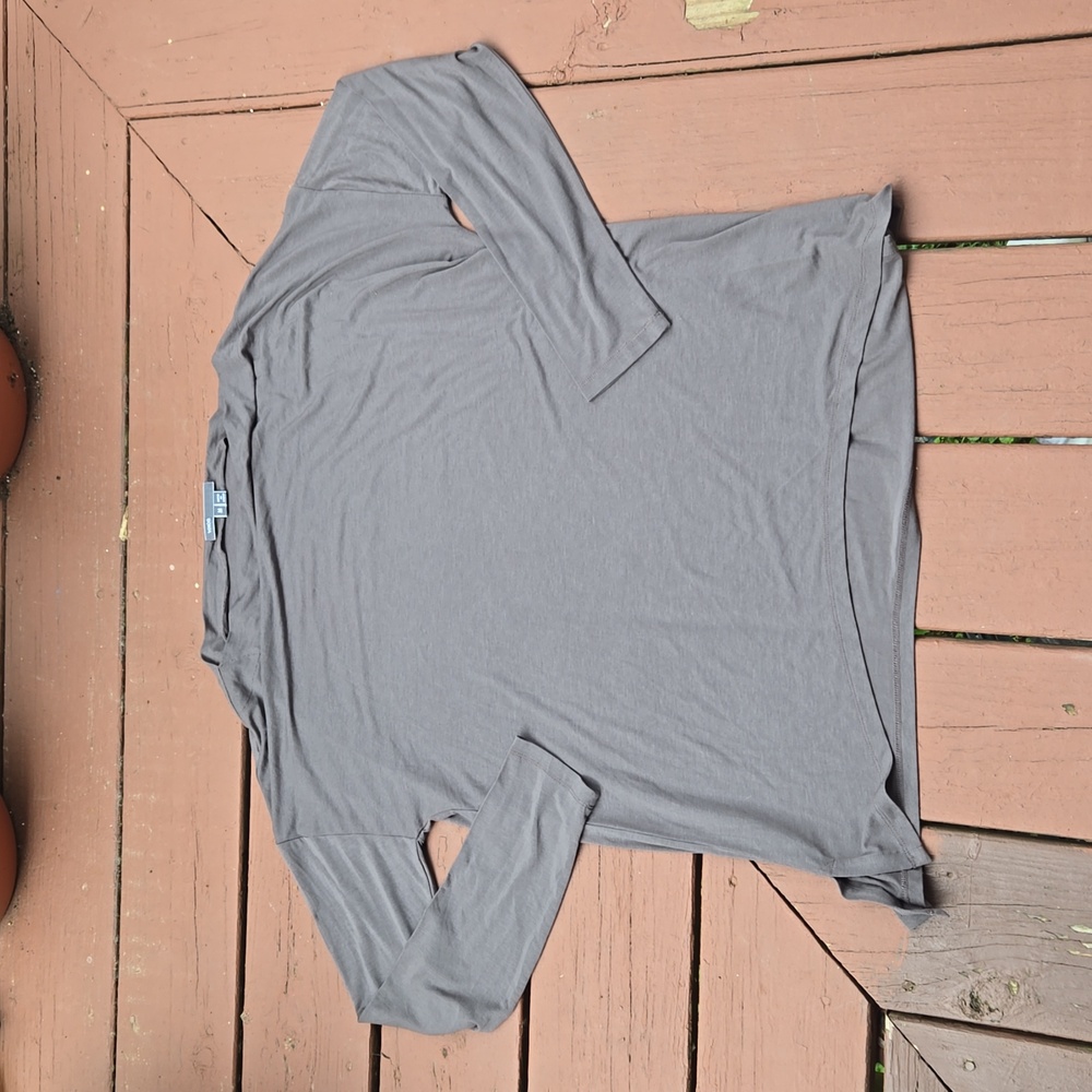 Vince Boatneck Long Sleeve Shirt - Grey Micro Modal - Size Medium - Women